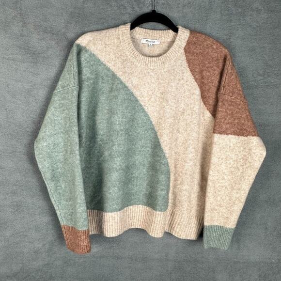 Madewell Sweater Womens Medium Tan Wool Camel Blend Cedarbrook Neutral Cozy Knit - Picture 2 of 11